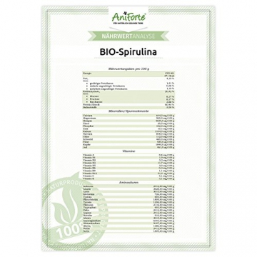 AniForte Bio-Spirulina 100 g - versch. Größen - Vitalstoffe Ergänzung rohes Futter- Naturprodukt für Hunde, Katzen und Pferde - 
