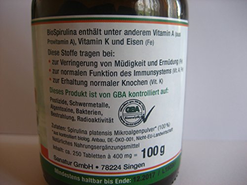 Sanatur Bio Spirulina 250 Tabletten, aus kbA -
