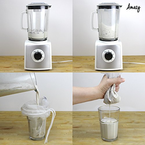 Amazy Nussmilchbeutel – Das vielseitige Passiertuch ideal für Nussmilch, Frucht- und Gemüsesäfte und Smoothies (30x30cm | 12"x12") -