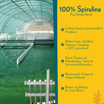 100% Algen Deutsche Spirulina Pulver 100 g I Ökologisch angebaute Vitalstoffe voller Nährstoffe in Rohkost Qualität, Glutenfreie Nahrungsergänzung aus Deutschland, Ideal für Sportler und zum Abnehmen - 5
