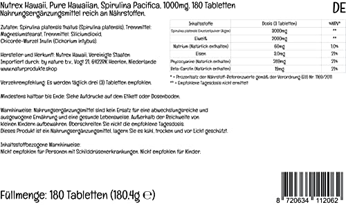 Nutrex Hawaii, Pure Hawaiian Spirulina, 1.000 mg, 180 vegane Tabletten, Laborgeprüft, Glutenfrei, Sojafrei, Vegetarisch - 3